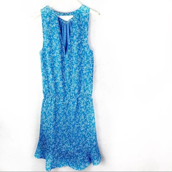 [Joie] Classic Blue Floral Ruffle Dress